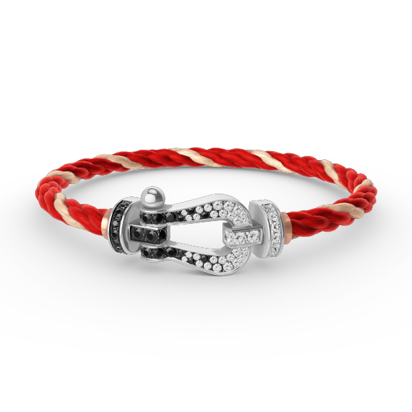 [Charm Aries Jewelry]FORCE LARGE HORSESHOE BLACK WHITE DIAMOND BRACELET SILVER