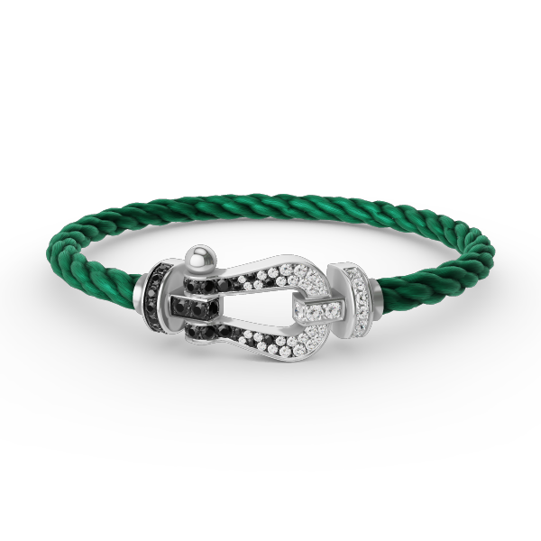 [Charm Aries Jewelry]FORCE LARGE HORSESHOE BLACK WHITE DIAMOND BRACELET SILVER