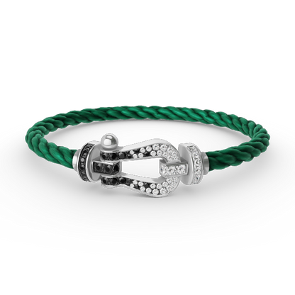 [Charm Aries Jewelry]FORCE LARGE HORSESHOE BLACK WHITE DIAMOND BRACELET SILVER