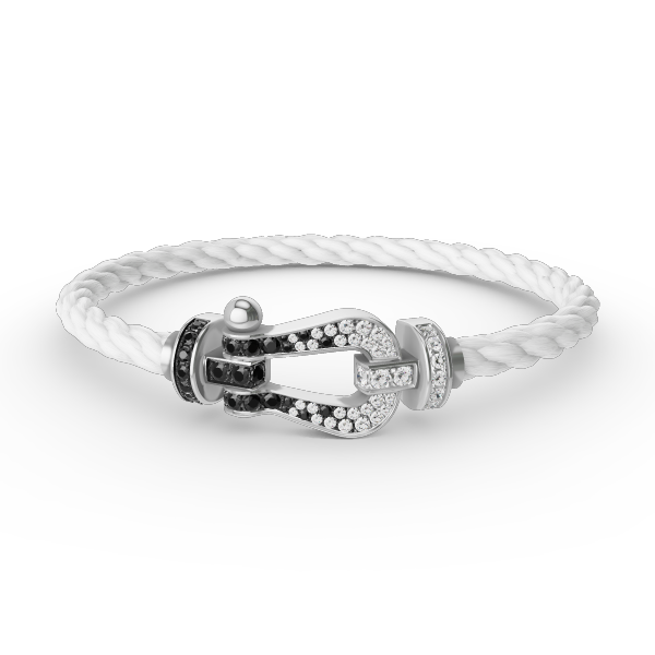 [Charm Aries Jewelry]FORCE LARGE HORSESHOE BLACK WHITE DIAMOND BRACELET SILVER