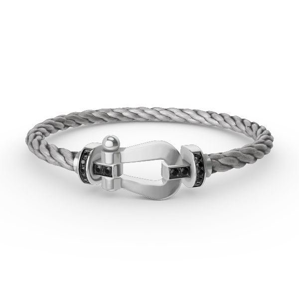 [Charm Aries Jewelry]FORCE LARGE HORSESHOE BLACK DIAMOND BRACELET SILVER