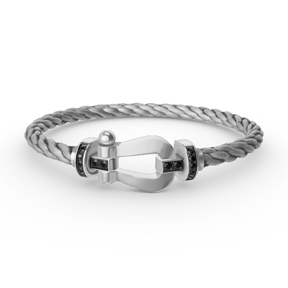 [Charm Aries Jewelry]FORCE LARGE HORSESHOE BLACK DIAMOND BRACELET SILVER
