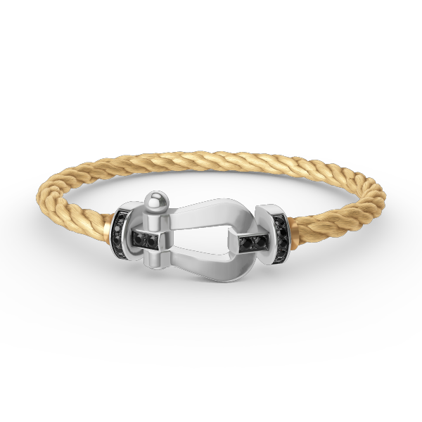 [Charm Aries Jewelry]FORCE LARGE HORSESHOE BLACK DIAMOND BRACELET SILVER