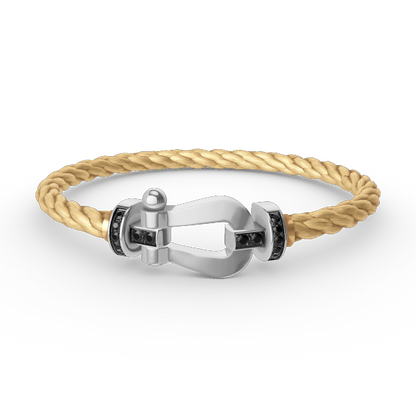 [Charm Aries Jewelry]FORCE LARGE HORSESHOE BLACK DIAMOND BRACELET SILVER