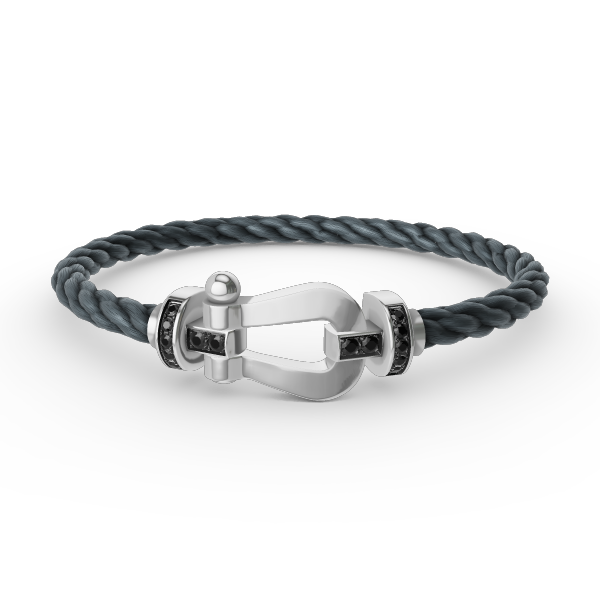 [Charm Aries Jewelry]FORCE LARGE HORSESHOE BLACK DIAMOND BRACELET SILVER