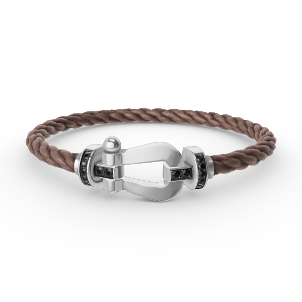 [Charm Aries Jewelry]FORCE LARGE HORSESHOE BLACK DIAMOND BRACELET SILVER