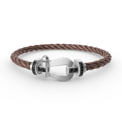[Charm Aries Jewelry]FORCE LARGE HORSESHOE BLACK DIAMOND BRACELET SILVER