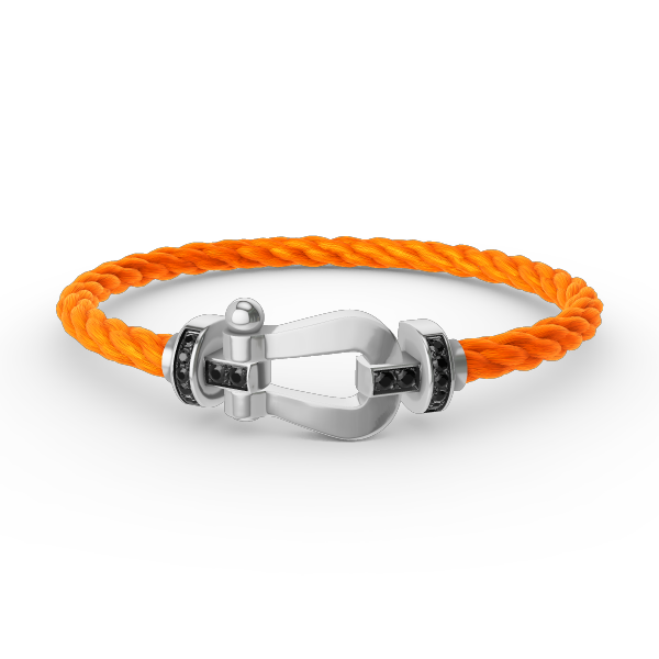 [Charm Aries Jewelry]FORCE LARGE HORSESHOE BLACK DIAMOND BRACELET SILVER