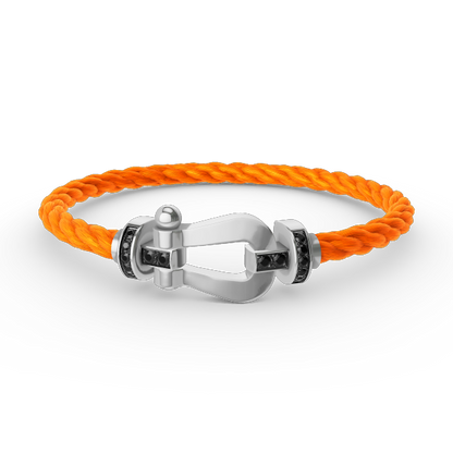 [Charm Aries Jewelry]FORCE LARGE HORSESHOE BLACK DIAMOND BRACELET SILVER