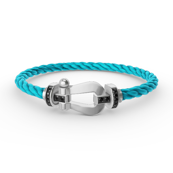 [Charm Aries Jewelry]FORCE LARGE HORSESHOE BLACK DIAMOND BRACELET SILVER