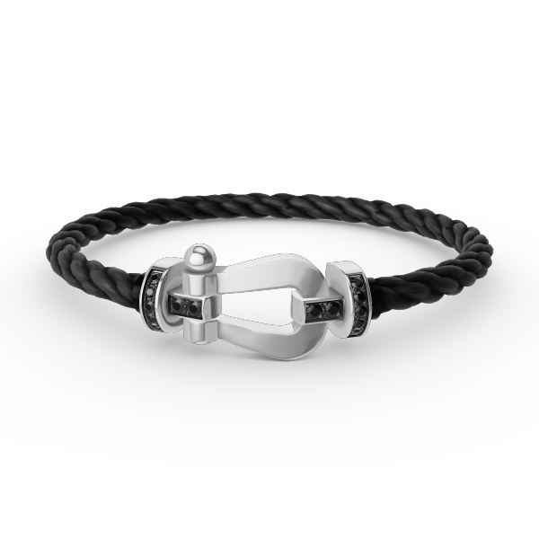 [Charm Aries Jewelry]FORCE LARGE HORSESHOE BLACK DIAMOND BRACELET SILVER