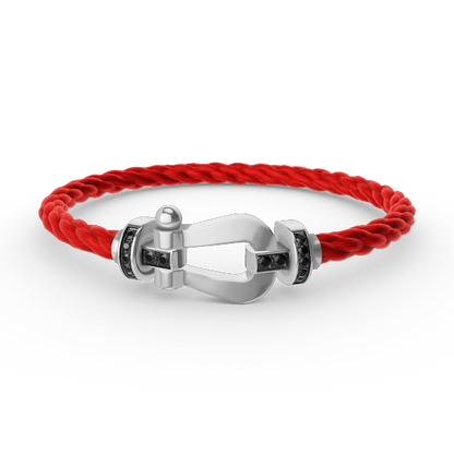 [Charm Aries Jewelry]FORCE LARGE HORSESHOE BLACK DIAMOND BRACELET SILVER