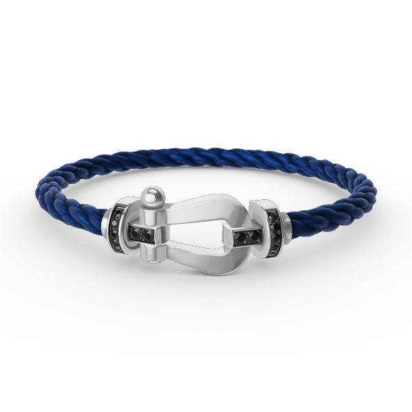 [Charm Aries Jewelry]FORCE LARGE HORSESHOE BLACK DIAMOND BRACELET SILVER