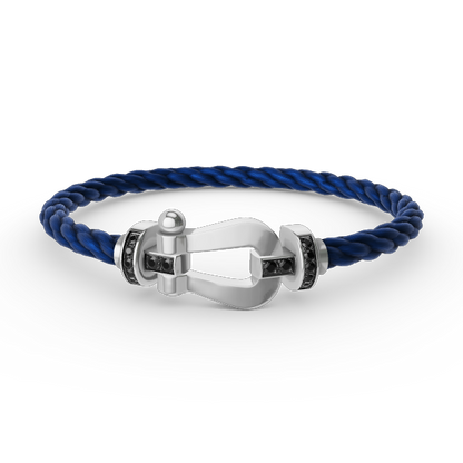 [Charm Aries Jewelry]FORCE LARGE HORSESHOE BLACK DIAMOND BRACELET SILVER