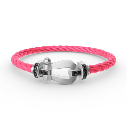[Charm Aries Jewelry]FORCE LARGE HORSESHOE BLACK DIAMOND BRACELET SILVER