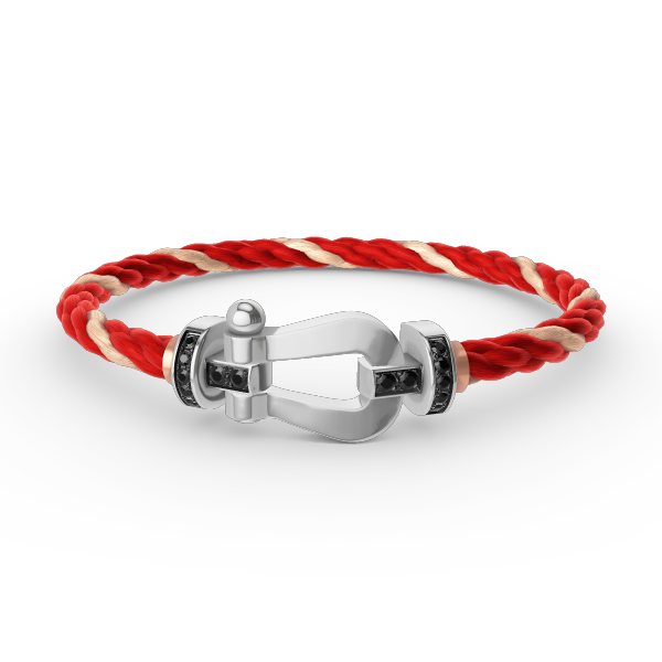 [Charm Aries Jewelry]FORCE LARGE HORSESHOE BLACK DIAMOND BRACELET SILVER