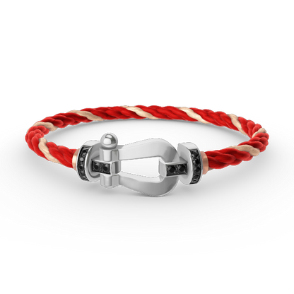 [Charm Aries Jewelry]FORCE LARGE HORSESHOE BLACK DIAMOND BRACELET SILVER