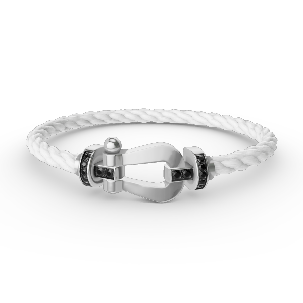 [Charm Aries Jewelry]FORCE LARGE HORSESHOE BLACK DIAMOND BRACELET SILVER