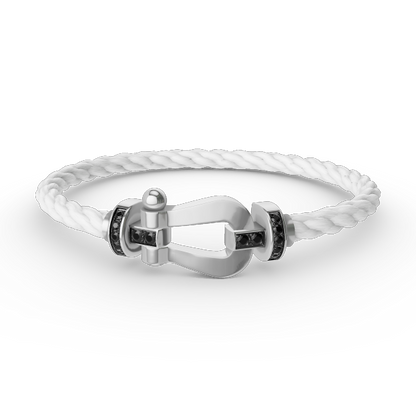 [Charm Aries Jewelry]FORCE LARGE HORSESHOE BLACK DIAMOND BRACELET SILVER