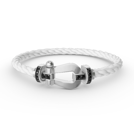 [Charm Aries Jewelry]FORCE LARGE HORSESHOE BLACK DIAMOND BRACELET SILVER