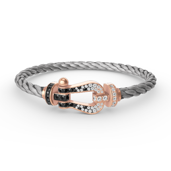 [Charm Aries Jewelry]FORCE LARGE HORSESHOE BLACK WHITE DIAMOND BRACELET ROSE GOLD