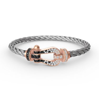 [Charm Aries Jewelry]FORCE LARGE HORSESHOE BLACK WHITE DIAMOND BRACELET ROSE GOLD