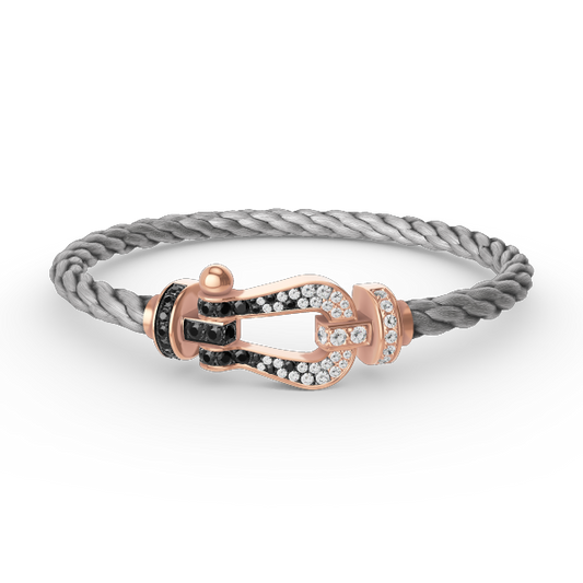 [Charm Aries Jewelry]FORCE LARGE HORSESHOE BLACK WHITE DIAMOND BRACELET ROSE GOLD