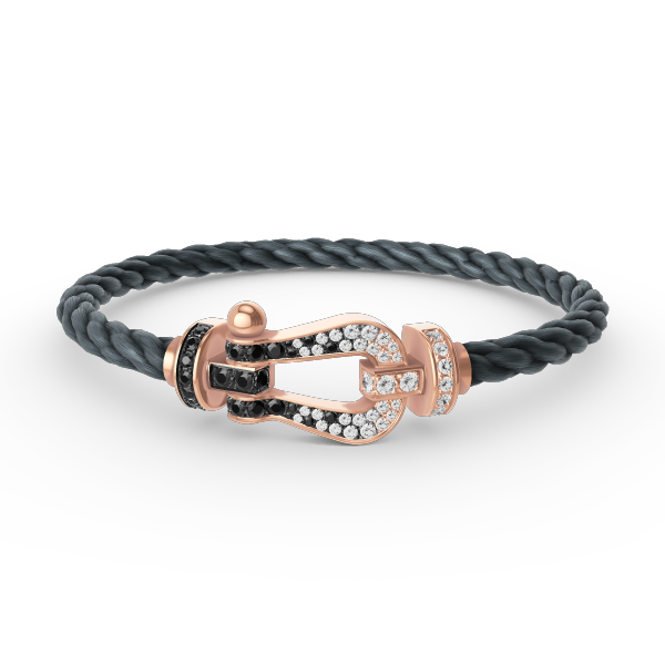 [Charm Aries Jewelry]FORCE LARGE HORSESHOE BLACK WHITE DIAMOND BRACELET ROSE GOLD