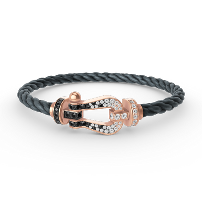 [Charm Aries Jewelry]FORCE LARGE HORSESHOE BLACK WHITE DIAMOND BRACELET ROSE GOLD