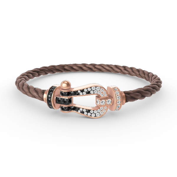 [Charm Aries Jewelry]FORCE LARGE HORSESHOE BLACK WHITE DIAMOND BRACELET ROSE GOLD