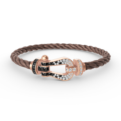 [Charm Aries Jewelry]FORCE LARGE HORSESHOE BLACK WHITE DIAMOND BRACELET ROSE GOLD