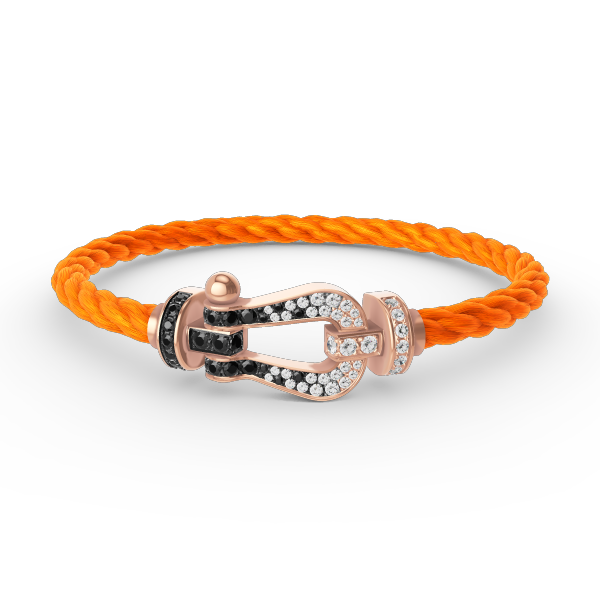 [Charm Aries Jewelry]FORCE LARGE HORSESHOE BLACK WHITE DIAMOND BRACELET ROSE GOLD