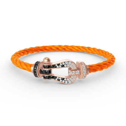 [Charm Aries Jewelry]FORCE LARGE HORSESHOE BLACK WHITE DIAMOND BRACELET ROSE GOLD
