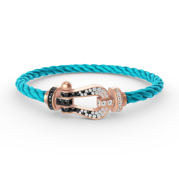 [Charm Aries Jewelry]FORCE LARGE HORSESHOE BLACK WHITE DIAMOND BRACELET ROSE GOLD