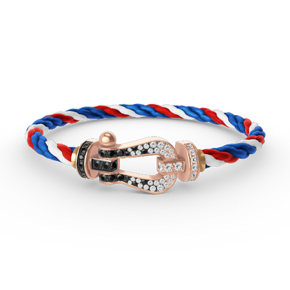 [Charm Aries Jewelry]FORCE LARGE HORSESHOE BLACK WHITE DIAMOND BRACELET ROSE GOLD