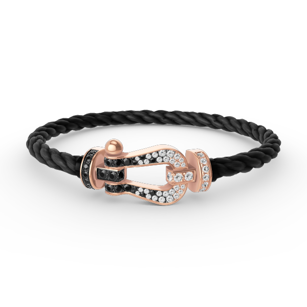 [Charm Aries Jewelry]FORCE LARGE HORSESHOE BLACK WHITE DIAMOND BRACELET ROSE GOLD