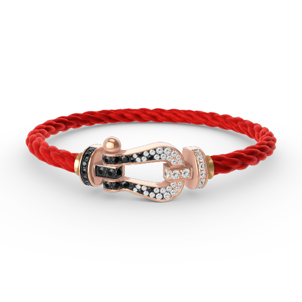 [Charm Aries Jewelry]FORCE LARGE HORSESHOE BLACK WHITE DIAMOND BRACELET ROSE GOLD