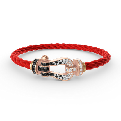 [Charm Aries Jewelry]FORCE LARGE HORSESHOE BLACK WHITE DIAMOND BRACELET ROSE GOLD