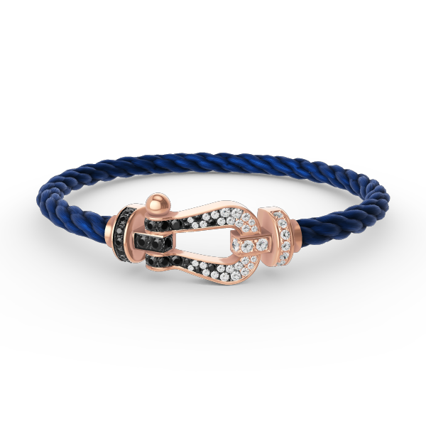[Charm Aries Jewelry]FORCE LARGE HORSESHOE BLACK WHITE DIAMOND BRACELET ROSE GOLD