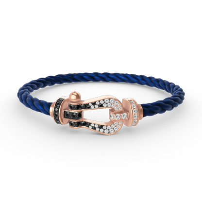 [Charm Aries Jewelry]FORCE LARGE HORSESHOE BLACK WHITE DIAMOND BRACELET ROSE GOLD