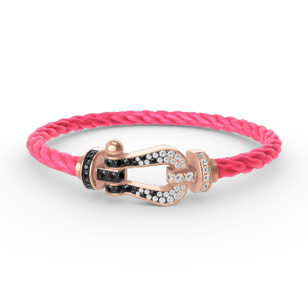 [Charm Aries Jewelry]FORCE LARGE HORSESHOE BLACK WHITE DIAMOND BRACELET ROSE GOLD
