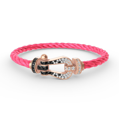 [Charm Aries Jewelry]FORCE LARGE HORSESHOE BLACK WHITE DIAMOND BRACELET ROSE GOLD