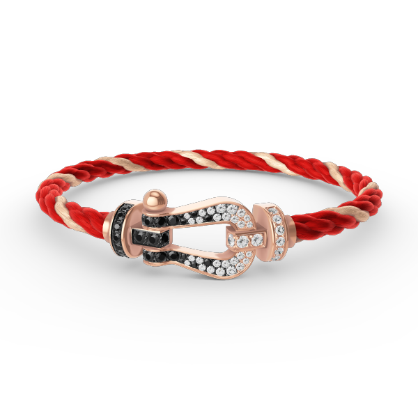 [Charm Aries Jewelry]FORCE LARGE HORSESHOE BLACK WHITE DIAMOND BRACELET ROSE GOLD