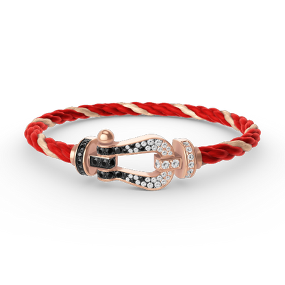 [Charm Aries Jewelry]FORCE LARGE HORSESHOE BLACK WHITE DIAMOND BRACELET ROSE GOLD