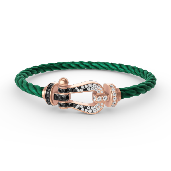 [Charm Aries Jewelry]FORCE LARGE HORSESHOE BLACK WHITE DIAMOND BRACELET ROSE GOLD