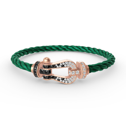 [Charm Aries Jewelry]FORCE LARGE HORSESHOE BLACK WHITE DIAMOND BRACELET ROSE GOLD