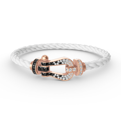 [Charm Aries Jewelry]FORCE LARGE HORSESHOE BLACK WHITE DIAMOND BRACELET ROSE GOLD