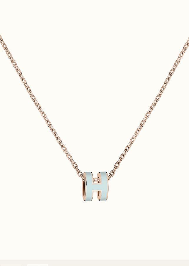 [Charm Aries Jewelry]POP H LIGHT BLUE NECKLACE