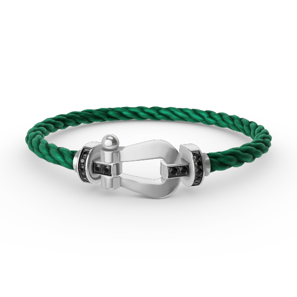 [Charm Aries Jewelry]FORCE LARGE HORSESHOE BLACK DIAMOND BRACELET SILVER