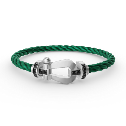 [Charm Aries Jewelry]FORCE LARGE HORSESHOE BLACK DIAMOND BRACELET SILVER